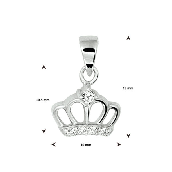 hanger kroon zirkonia zilver gerhodineerd - Afbeelding 3