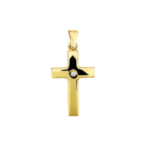 hanger kruis diamant 0.01ct h p1 14K geelgoud