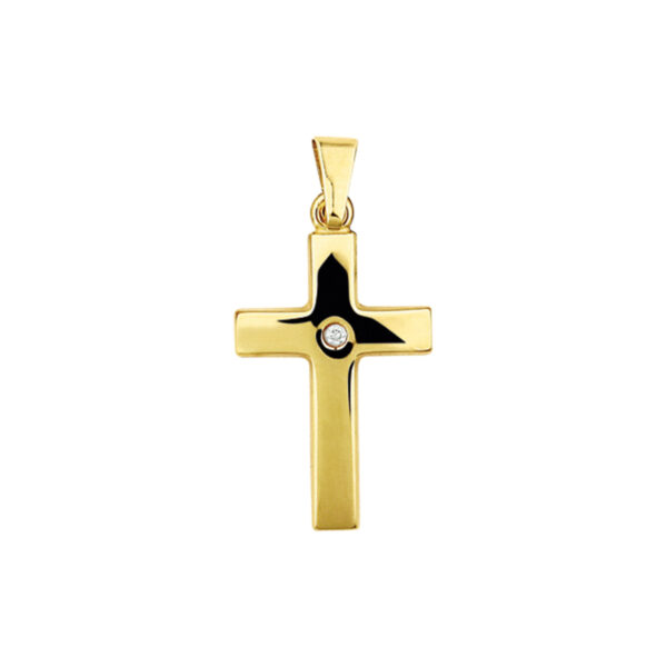 hanger kruis diamant 0.01ct h p1 14K geelgoud