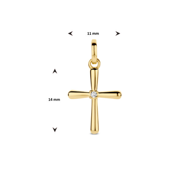 hanger kruis diamant 0.01ct h si 14K geelgoud - Afbeelding 4