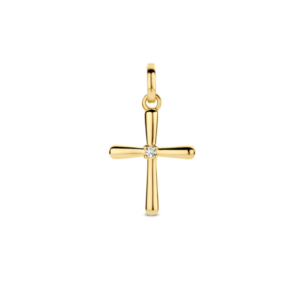 hanger kruis diamant 0.01ct h si 14K geelgoud