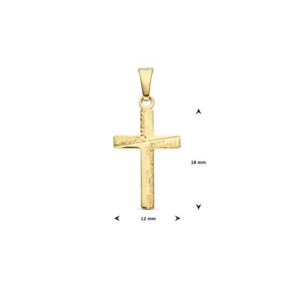 hanger kruis gehamerd 18 mm 14K geelgoud - Afbeelding 4