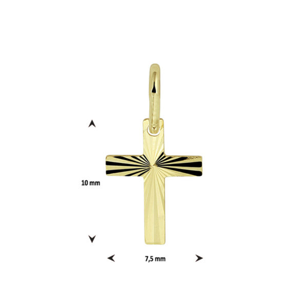 hanger kruis massief 14K geelgoud - Afbeelding 2