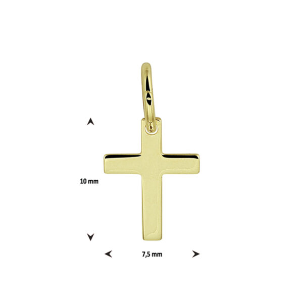 hanger kruis massief 14K geelgoud - Afbeelding 2