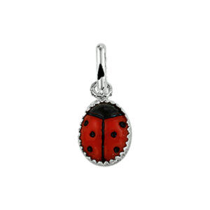 hanger lieveheersbeestje zilver wit