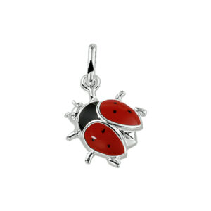 hanger lieveheersbeestje zilver wit