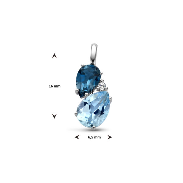 hanger london blue topaas, blauw topaas en diamant 0.01ct h p1 14K witgoud - Afbeelding 4