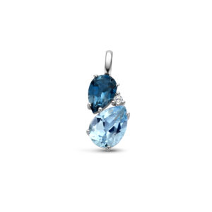 hanger london blue topaas, blauw topaas en diamant 0.01ct h p1 14K witgoud