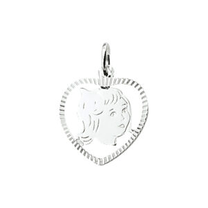 hanger meisje hart gediamanteerd 16,5 x 16 mm zilver wit