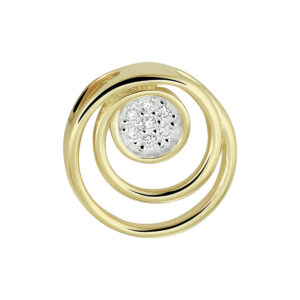 hanger rond diamant 0.03ct h si bicolor gestift 14K geelgoud