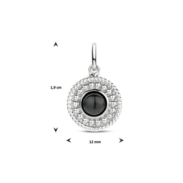 hanger rond onyx zilver gerhodineerd - Afbeelding 4