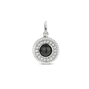 hanger rond onyx zilver gerhodineerd