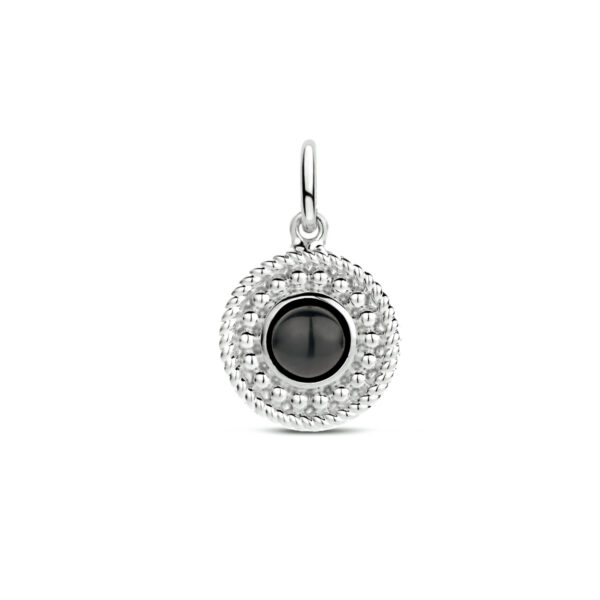 hanger rond onyx zilver gerhodineerd