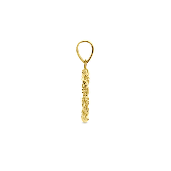 hanger rondje gedraaid 21 mm 14K geelgoud - Afbeelding 3
