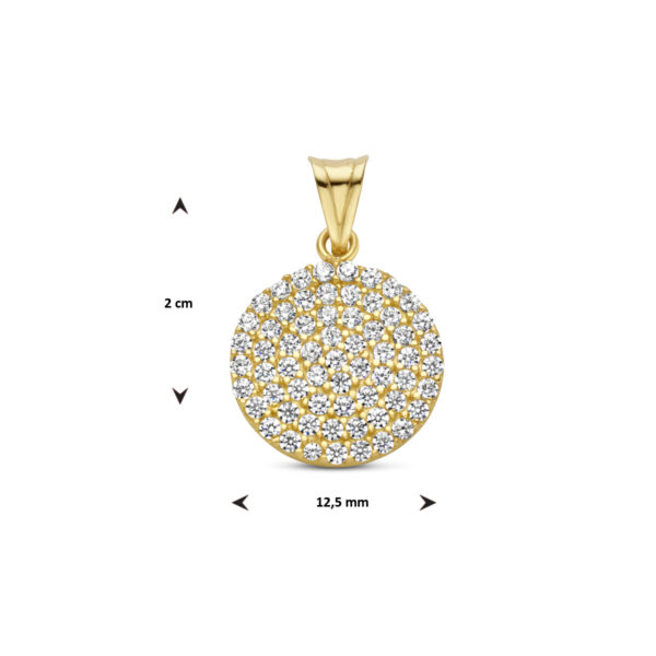 hanger rondje zirkonia 14K geelgoud - Afbeelding 4