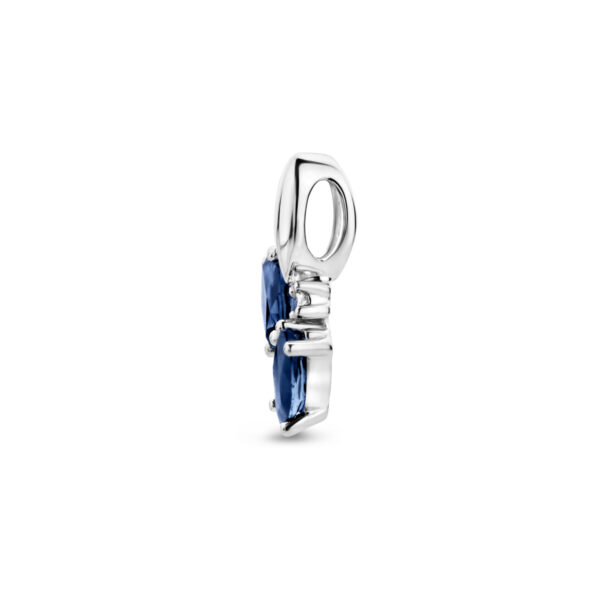 hanger saffier en diamant 0.02ct h p1 14K witgoud - Afbeelding 3