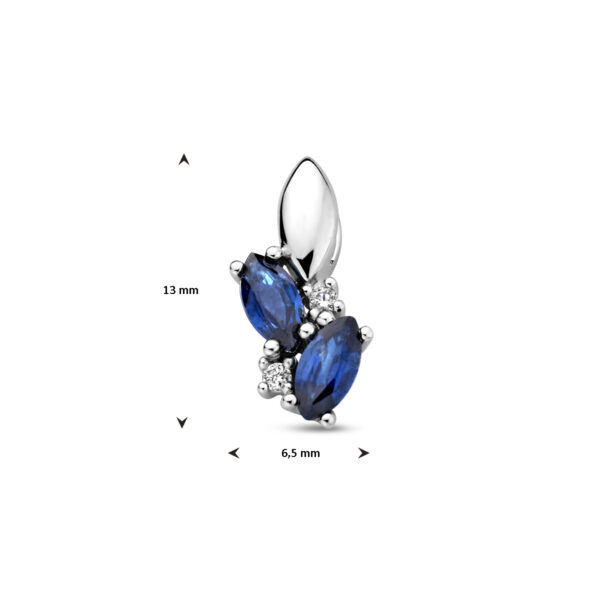 hanger saffier en diamant 0.02ct h p1 14K witgoud - Afbeelding 4