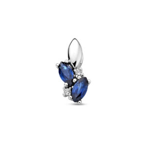 hanger saffier en diamant 0.02ct h p1 14K witgoud