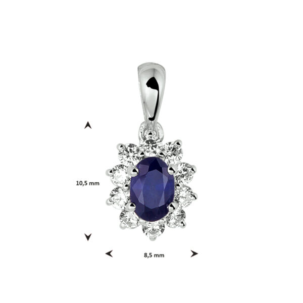 hanger saffier en zirkonia halo 14K witgoud - Afbeelding 4