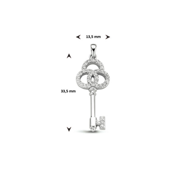 hanger sleutel zirkonia zilver gerhodineerd - Afbeelding 4
