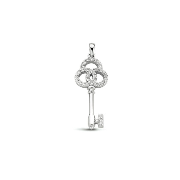 hanger sleutel zirkonia zilver gerhodineerd