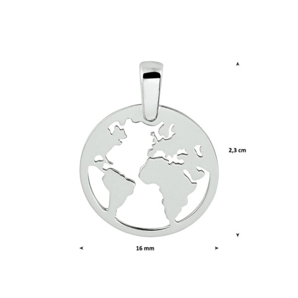 hanger wereldbol zilver gerhodineerd - Afbeelding 3