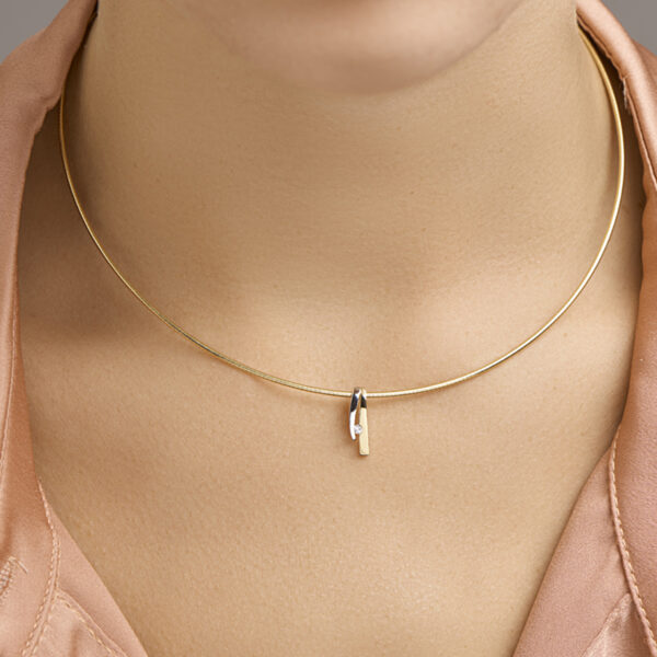 hanger zirkonia 14K bicolor goud geel/wit - Afbeelding 2