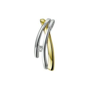 hanger zirkonia 14K bicolor goud geel/wit