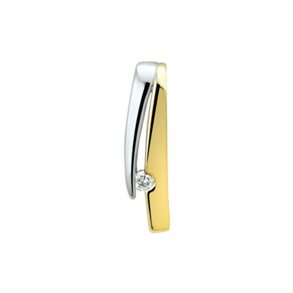 hanger zirkonia 14K bicolor goud geel/wit