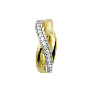 hanger zirkonia bicolor gestift 14K geelgoud