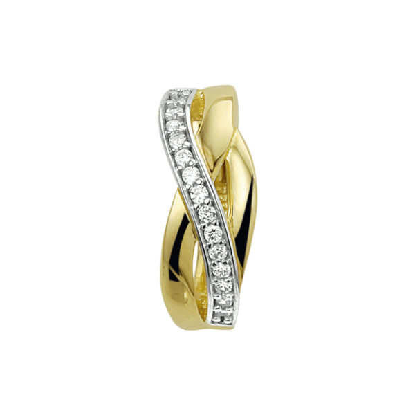 hanger zirkonia bicolor gestift 14K geelgoud