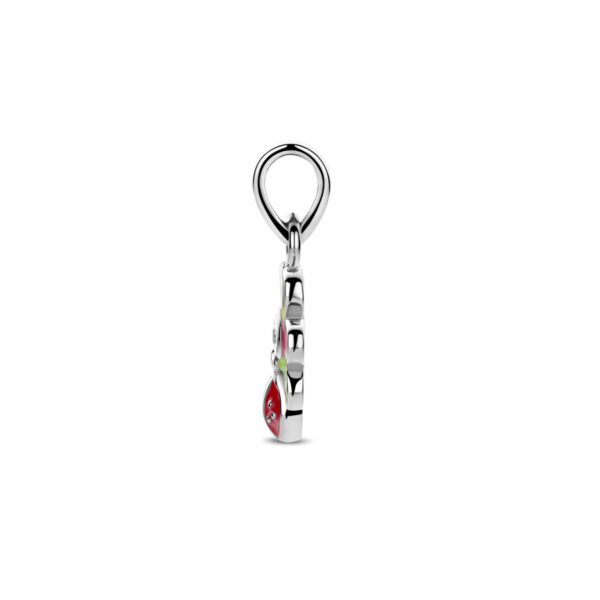 hanger zirkonia bloem en lieveheersbeestje 16 mm zilver gerhodineerd - Afbeelding 3