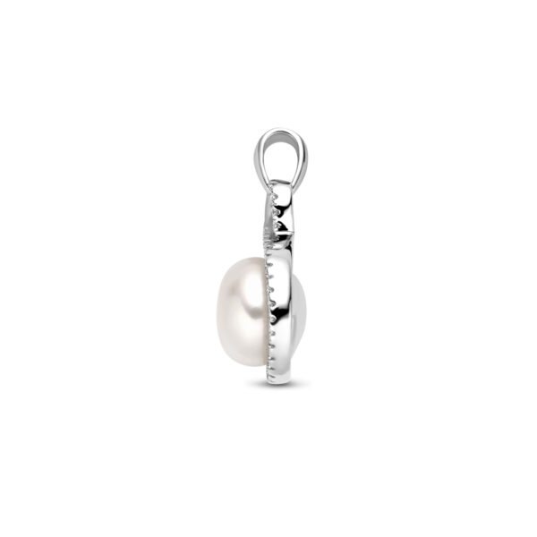 hanger zirkonia en parel zilver gerhodineerd - Afbeelding 3