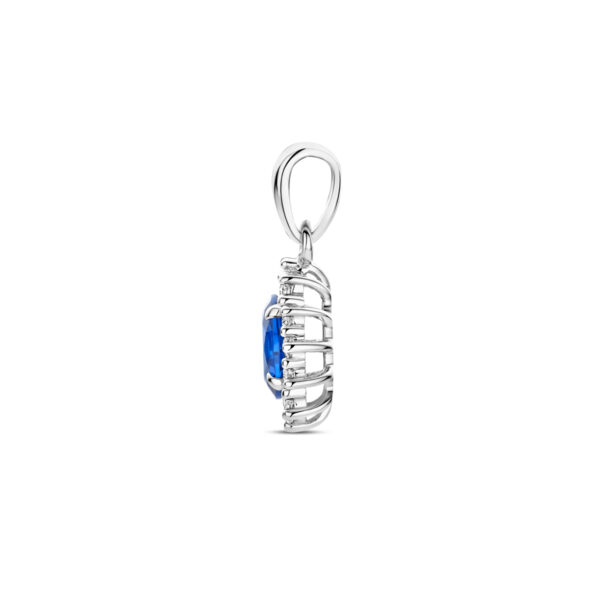 hanger zirkonia en synthetische saffier halo zilver gerhodineerd - Afbeelding 3