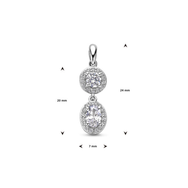 hanger zirkonia halo zilver gerhodineerd - Afbeelding 4