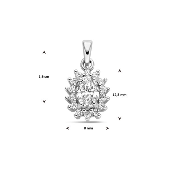 hanger zirkonia halo zilver gerhodineerd - Afbeelding 4