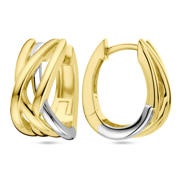 klapoorringen 14K bicolor goud geel/wit - Afbeelding 3