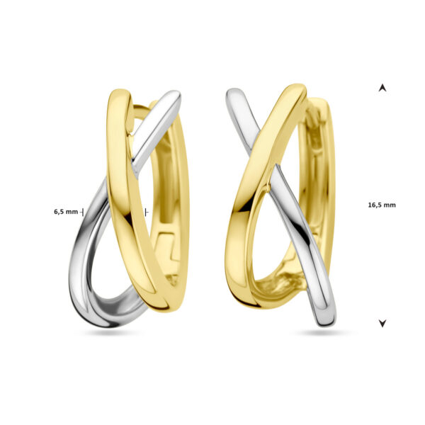 klapoorringen 14K bicolor goud geel/wit - Afbeelding 4