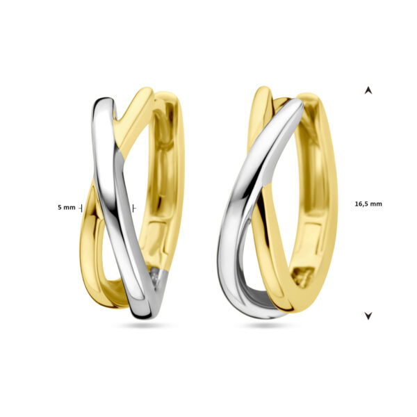 klapoorringen 14K bicolor goud geel/wit - Afbeelding 4
