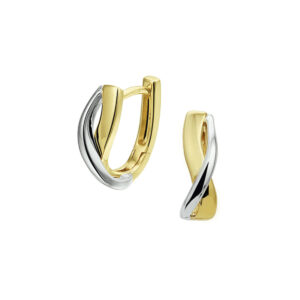 klapoorringen 14K bicolor goud geel/wit