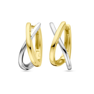 klapoorringen 14K bicolor goud geel/wit