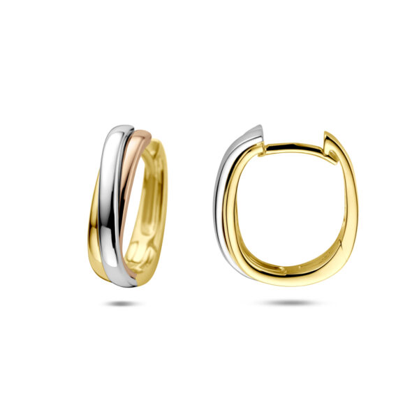 klapoorringen 15,5 mm 14K tricolor goud - Afbeelding 3