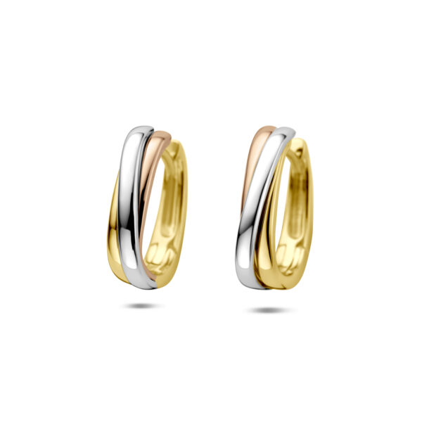 klapoorringen 15,5 mm 14K tricolor goud