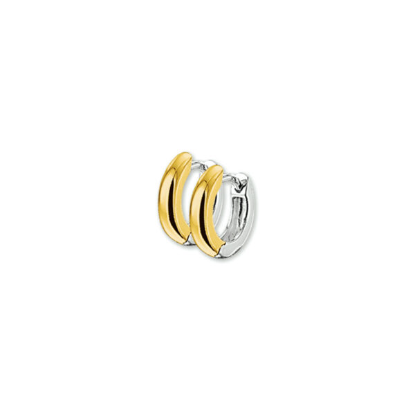 klapoorringen 3,0 mm bol 14K bicolor goud geel/wit