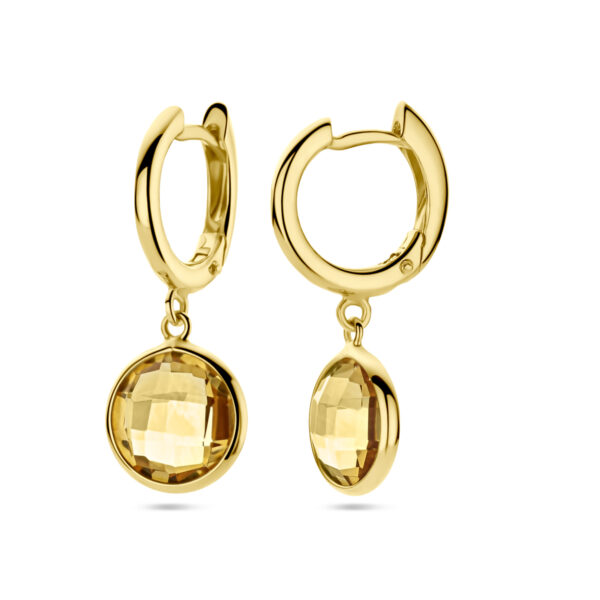 klapoorringen citrien 14K geelgoud - Afbeelding 3