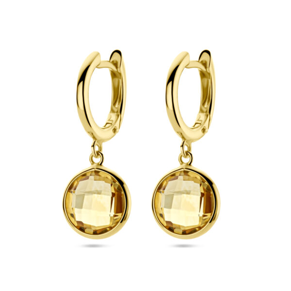 klapoorringen citrien 14K geelgoud
