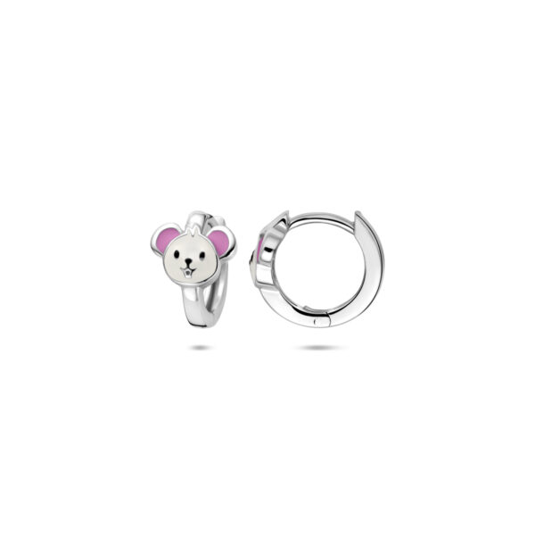 klapoorringen emaille muis 10 mm zilver gerhodineerd - Afbeelding 3