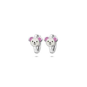 klapoorringen emaille muis 10 mm zilver gerhodineerd