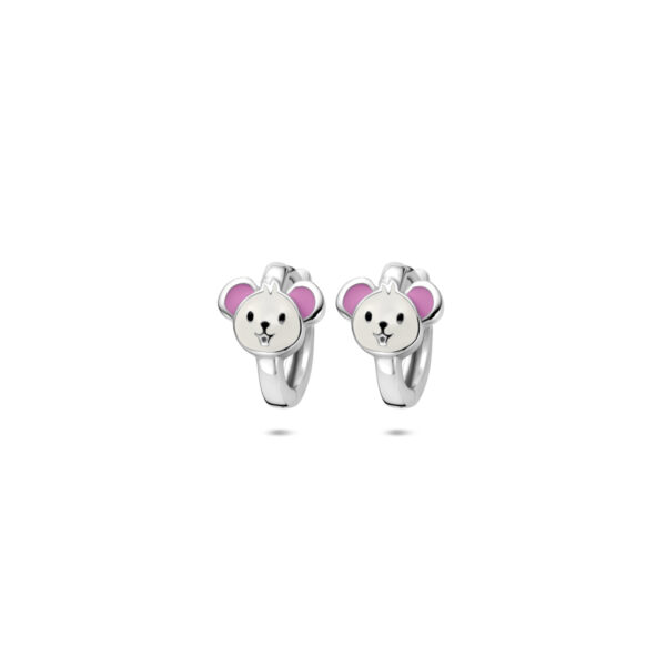 klapoorringen emaille muis 10 mm zilver gerhodineerd