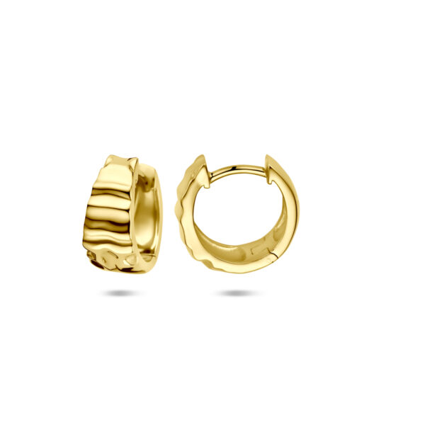 klapoorringen gehamerd 13,5 mm 1 micron zilver verguld (geel) - Afbeelding 3